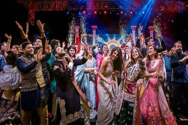 Grand Sangeet Stage with Cold Pyro Sparklers & Dance Celebration