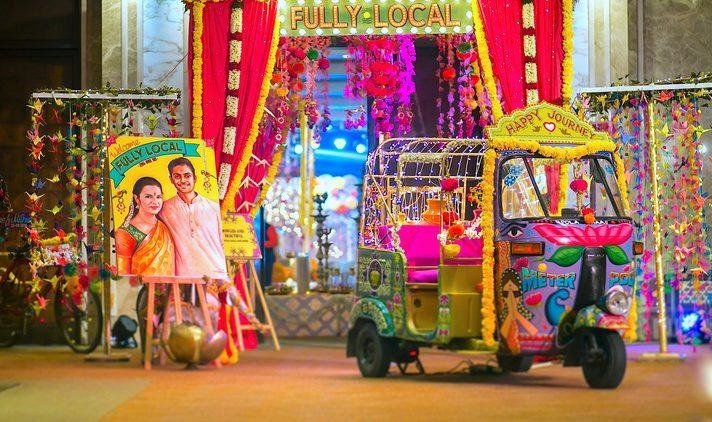Desi Auto-Rickshaw Floral Photobooth & Mehndi Theme Decor